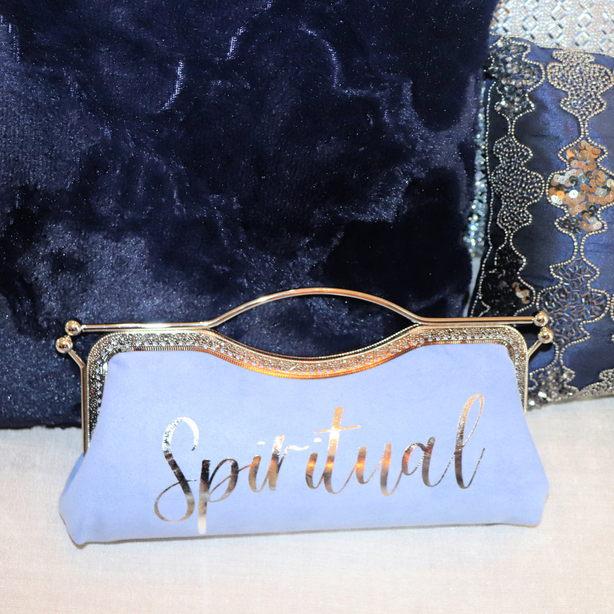 Navy Blue and Gold Clutch