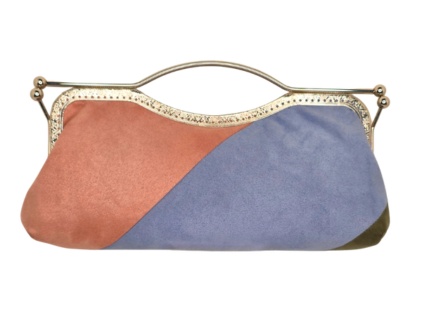 Triad Faux Suede Luxe Clutch with Crossbody Chain