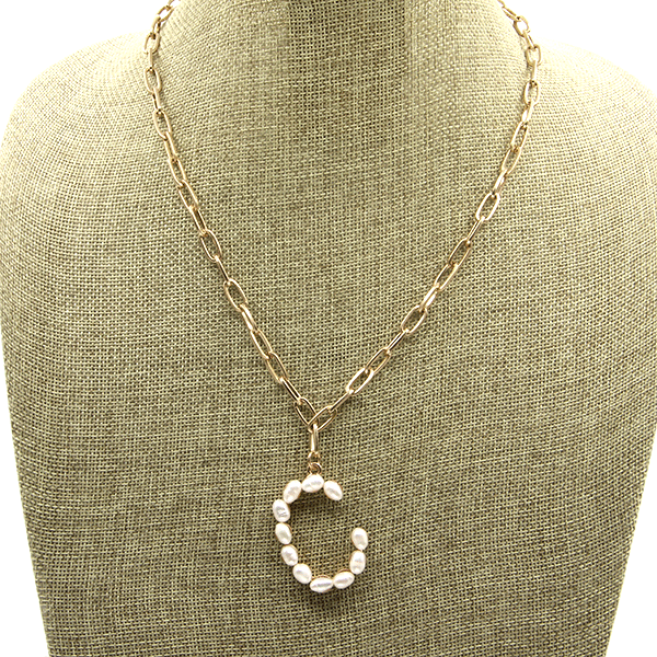 Fresh Water Pearl Initial Necklace