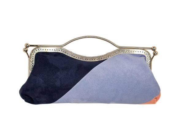 Triad Faux Suede Luxe Clutch with Crossbody Chain