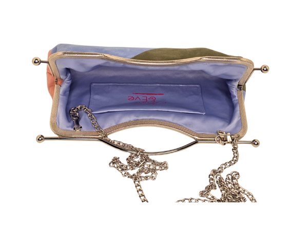 Triad Faux Suede Luxe Clutch with Crossbody Chain