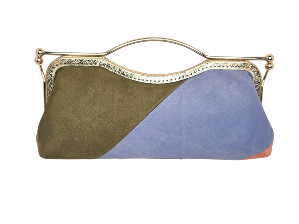 Triad Faux Suede Luxe Clutch with Crossbody Chain