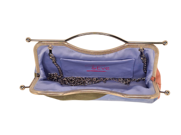 Triad Faux Suede Luxe Clutch with Crossbody Chain