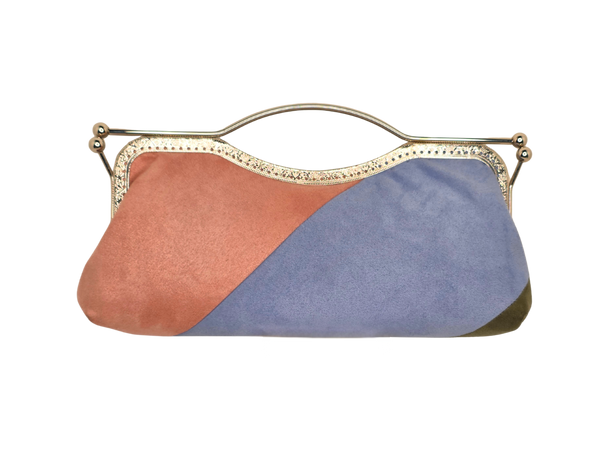 Triad Faux Suede Luxe Clutch with Crossbody Chain