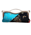 Nola & Eve Tranquil Fusion clutch in red, black, and turquoise brocade, handmade limited-edition statement bag