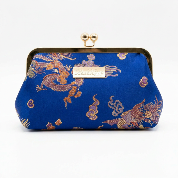Handmade Phoenix Dynasty Classic brocade evening clutch by Nola & Eve with detachable crossbody chain