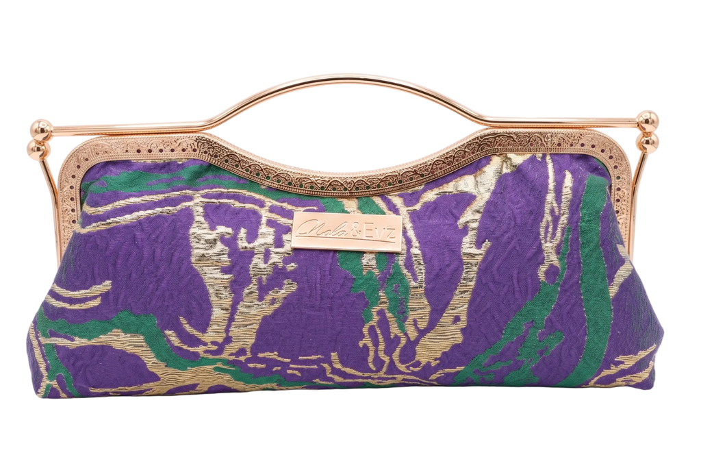 Handmade Desert Mirage Classic brocade evening clutch by Nola & Eve, limited edition