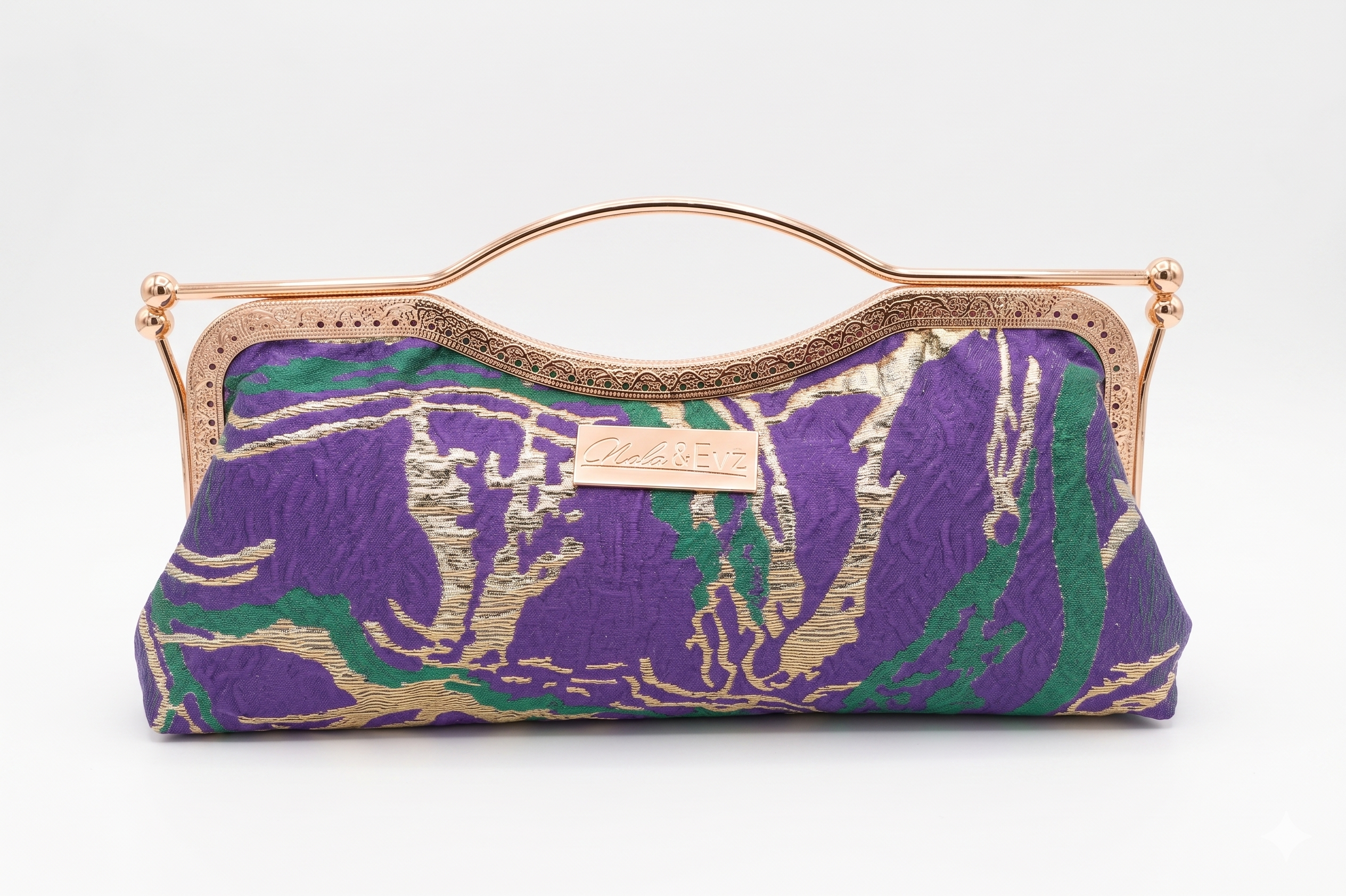 Handmade Desert Mirage Classic brocade evening clutch by Nola & Eve, limited edition