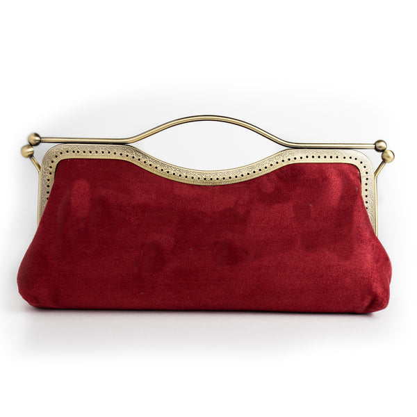 Nola & Eve Mood Suede semi-custom clutch in soft faux suede with optional metallic personalized text, handmade in Texas