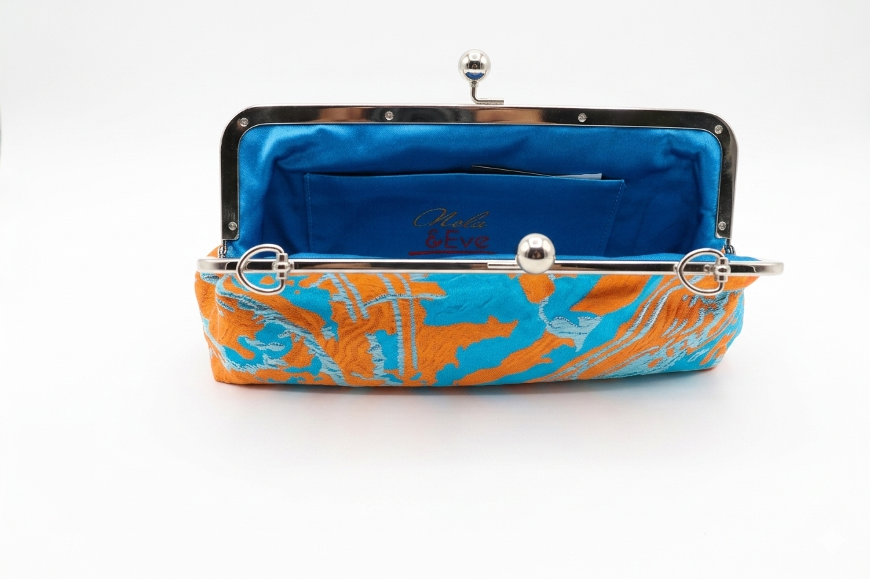 Handmade Desert Mirage Classic brocade evening clutch by Nola & Eve, limited edition