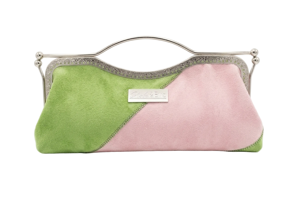 Nola & Eve Divine Legacy rhinestone-trimmed faux suede statement clutch, limited edition