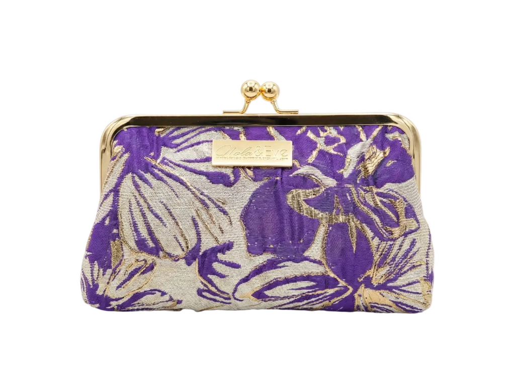 Handmade Regal Bloom Classic brocade evening clutch by Nola & Eve, limited edition