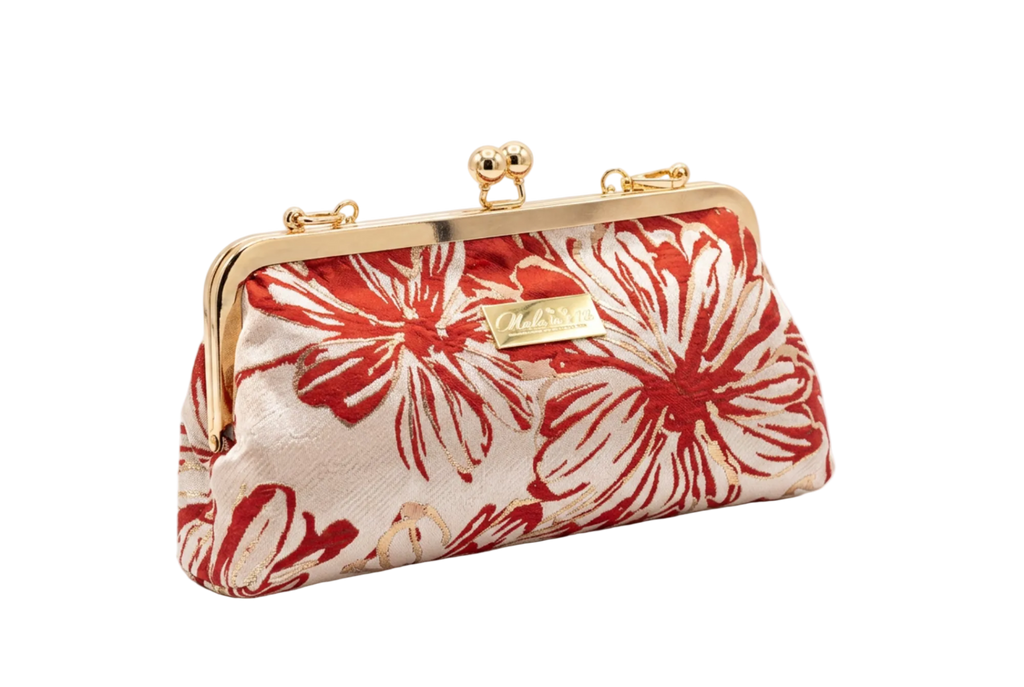 Handmade Regal Bloom Classic brocade evening clutch by Nola & Eve, limited edition