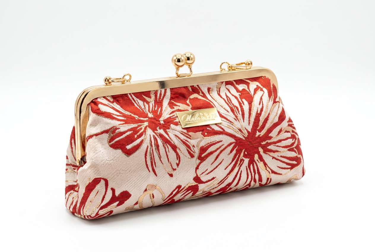 Handmade Regal Bloom Classic brocade evening clutch by Nola & Eve, limited edition