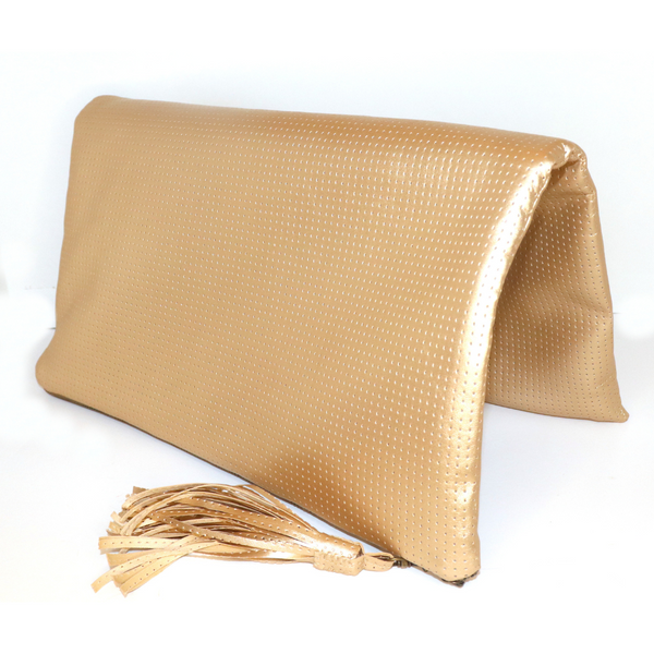 Light Gold Pinhole Leather Clutch