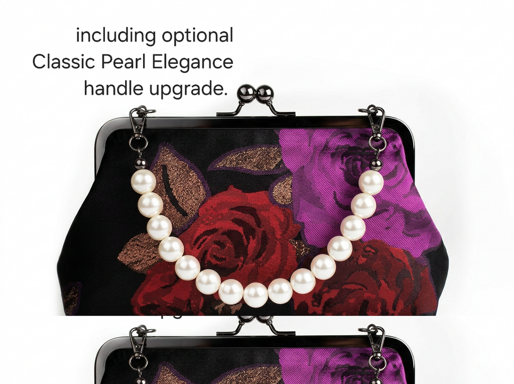 Red and Purple Rose Brocade Clutch