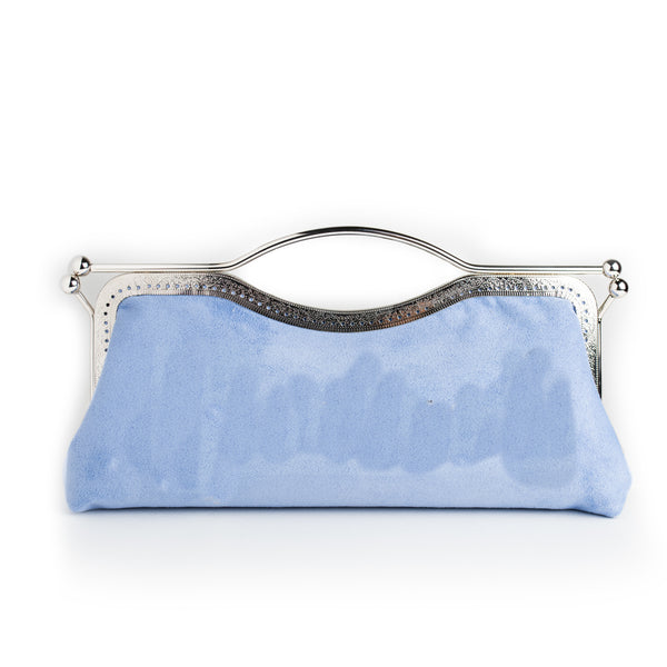 Mood Sky Blue Suede Clutch