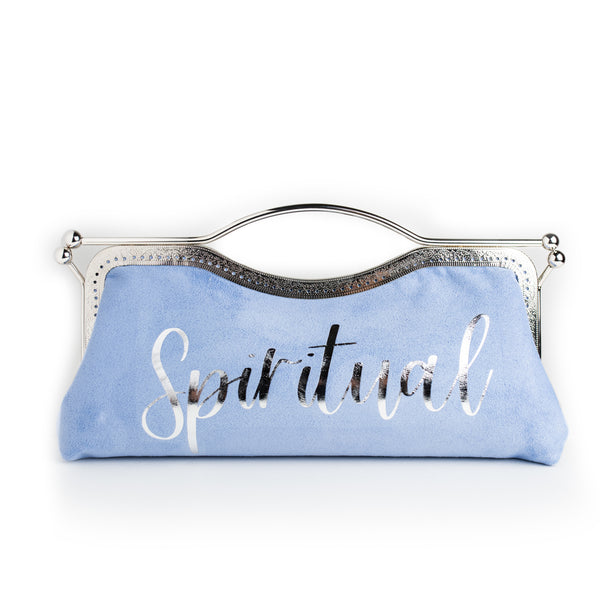 Mood Sky Blue Suede Clutch