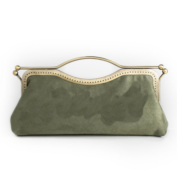 Mood Sage Green Suede Clutch