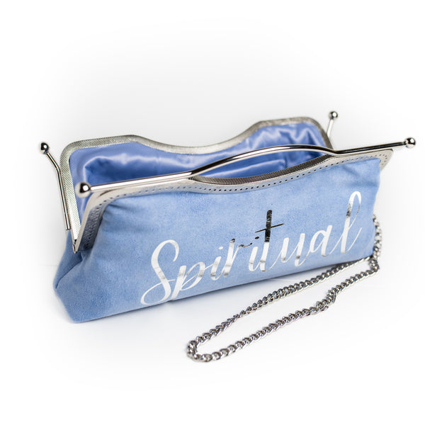 Mood Sky Blue Suede Clutch