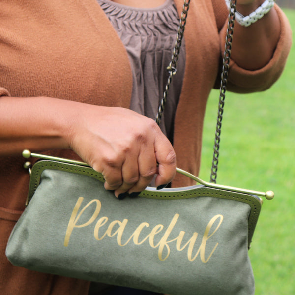 Mood Sage Green Suede Clutch