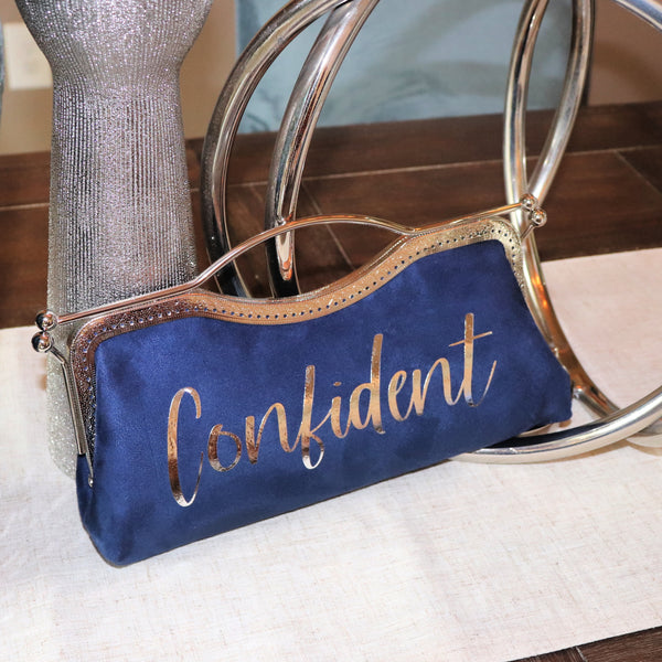 Mood Navy Suede Clutch