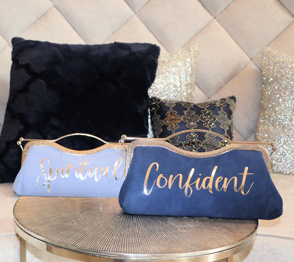 Mood Navy Suede Clutch