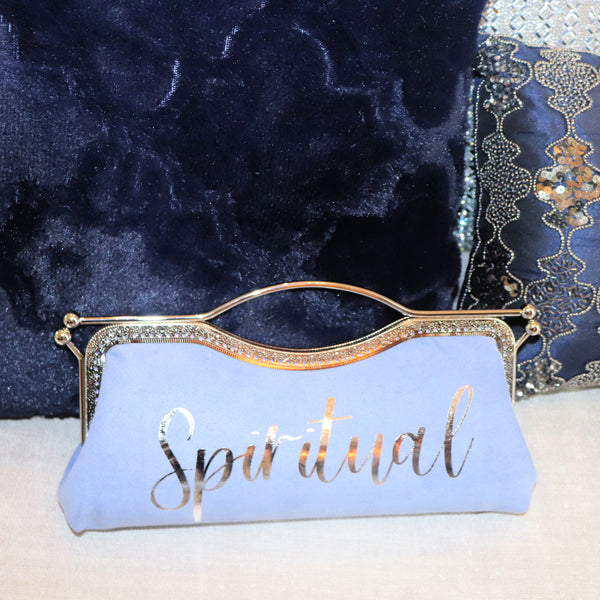 Mood Sky Blue Suede Clutch