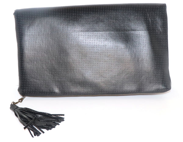 Black Pinhole Leather Clutch