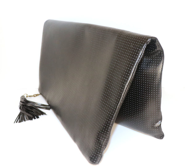 Black Pinhole Leather Clutch