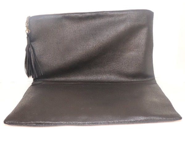 Black Textured Suede Clutch