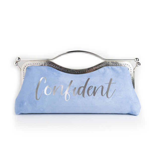 Mood Sky Blue Suede Clutch