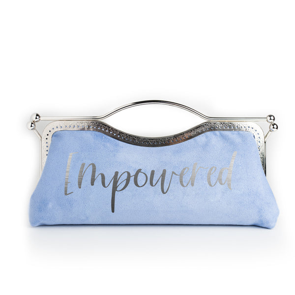 Mood Sky Blue Suede Clutch