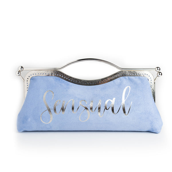 Mood Sky Blue Suede Clutch