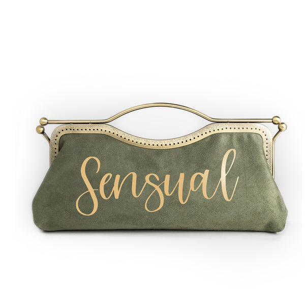 Mood Sage Green Suede Clutch