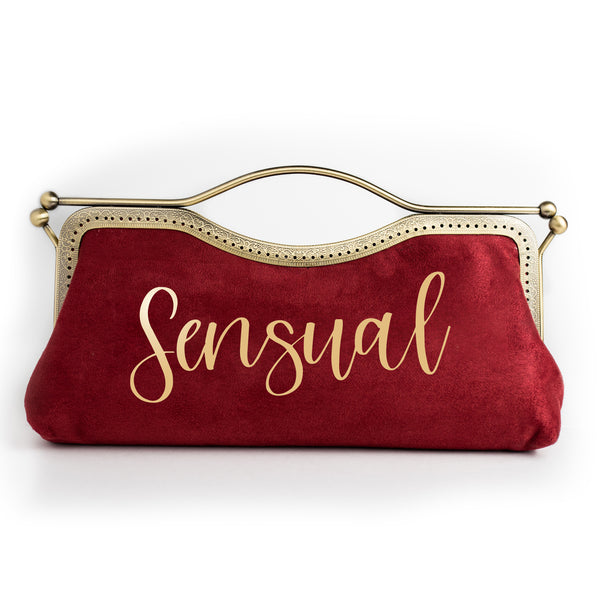 Red suede clutch purse deals